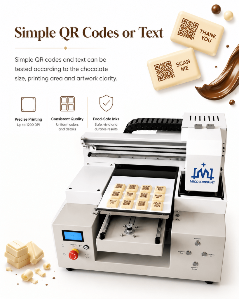 qr code chocolate printing test