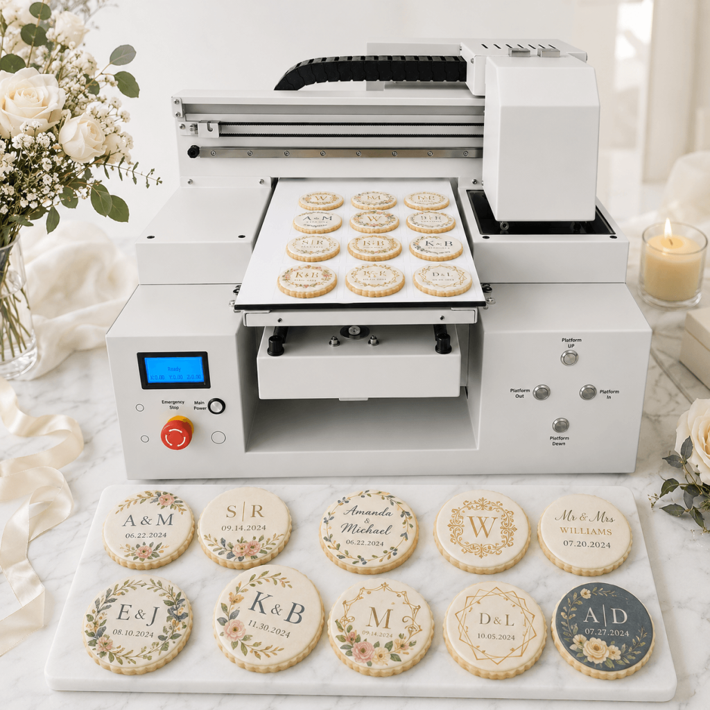 Wedding orders often need names, dates, initials and elegant designs. A cookie printer helps create personalized wedding cookies without spending hours on manual decoration.