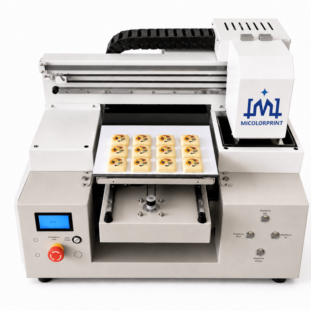 edible chocolate printer printing logos on chocolate
