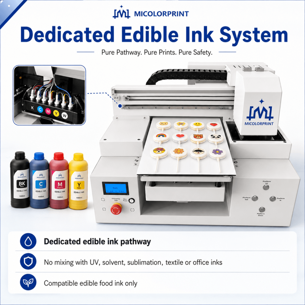 Only use edible ink intended for a compatible food-printing system.