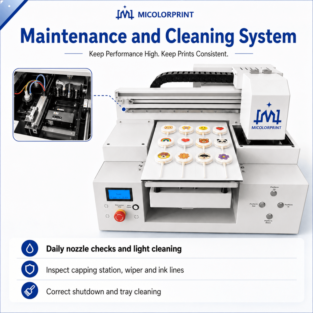 Customers sometimes expect edible printers to require no maintenance. In practice, regular care is necessary.