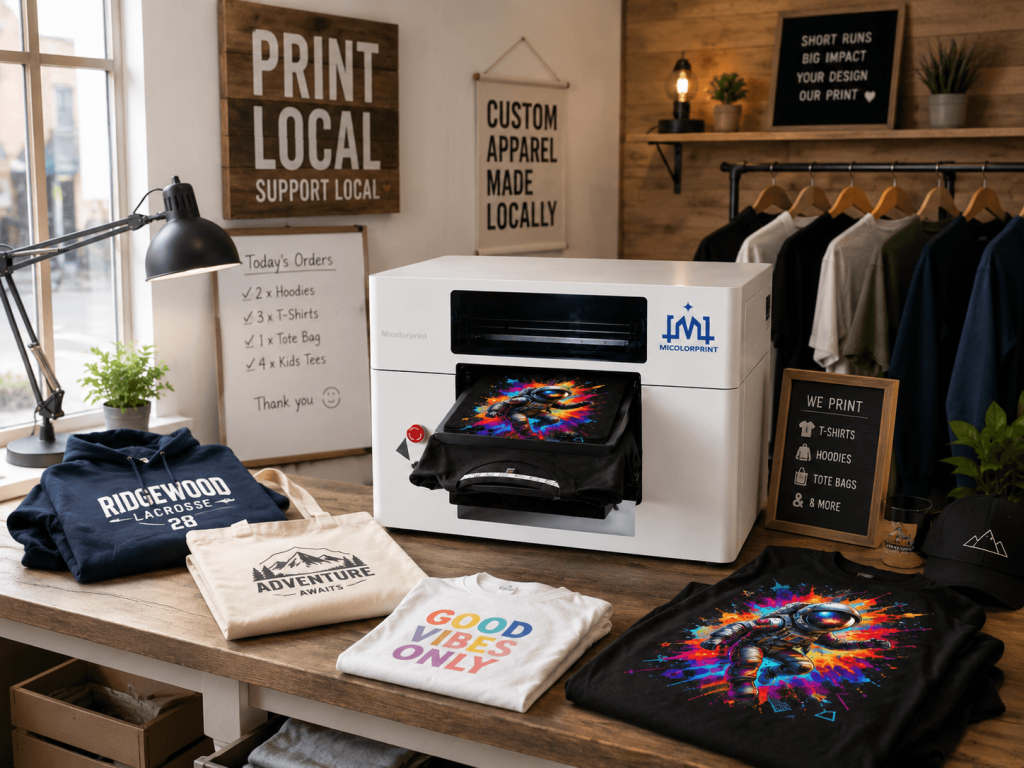 A flexible solution for local apparel customization, short-run orders, and personalized product printing.