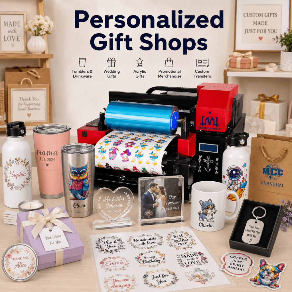 mini uv dtf printer used on Personalized Gift Shops