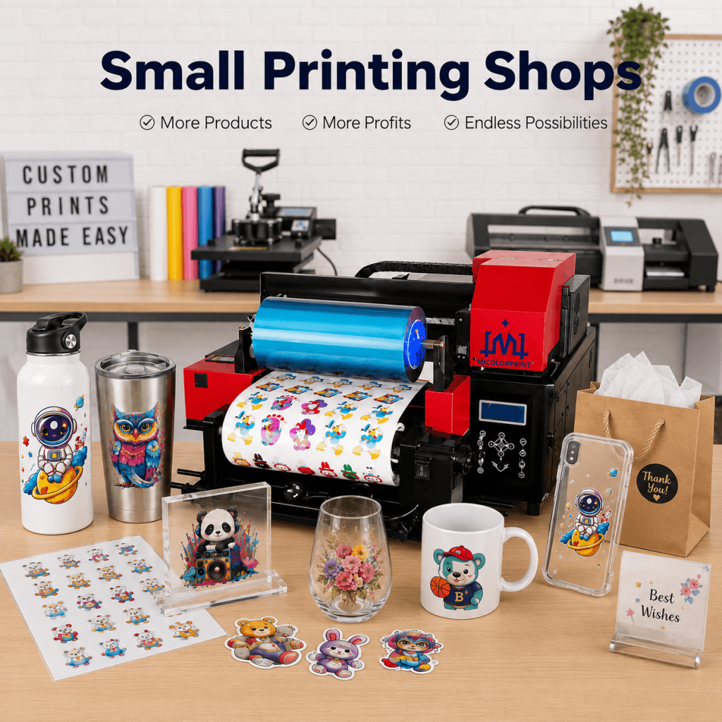 mini uv dtf printer used on Small Printing Shops